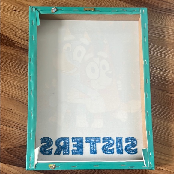 Colorful Bluey and Bingo Sisters Embroidered Canvas Art 15x11 - Picture 3 of 4